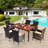 6 - Person Acacia Wicker Patio Dining Set with Rectangular Table , Cushions Included