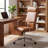 High Back Faux Leather Office Chair, Executive Computer Desk Chair With Chrome Armrests & 360° Swivel, Adjustable Height Task Chair For Home Office (brown)​-1948333951-1951063628