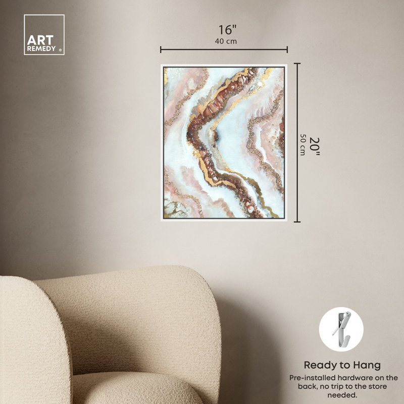 Geodes "Blush Geode" par Art Remedy sur, H 21 po x l 17 po, Cadre blanc