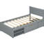 Lit plateforme gris simple avec tiroir et 2 tablettes - Structure, rangement abondant, environnement calme, sans sommier, guide d'assemblage facile-1020238779