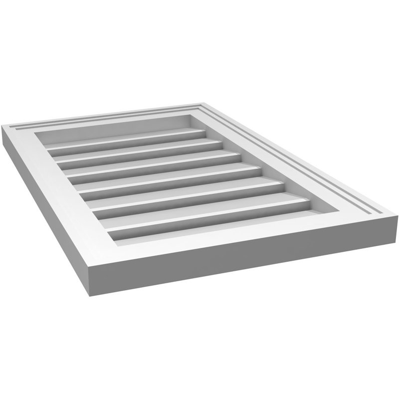 Évent à pignon fonctionnel en uréthane rectangulaire à fixation en surface, brun clair apprêté, H 24 po x l 16 po x P 1,5 po
