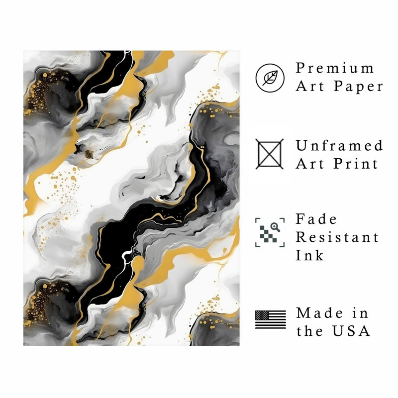 «Abstract Gold Strokes VII», reproduction d'art moderne sans cadre, H 10 po x l 8 po