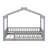 Wooden House Bed Frame with Decorative Fence-129063707