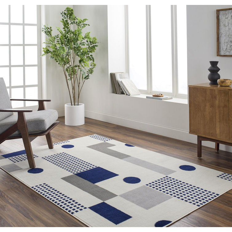 Rectangle Drooff Geometric Machine Woven Polypropylene Area Rug in Black