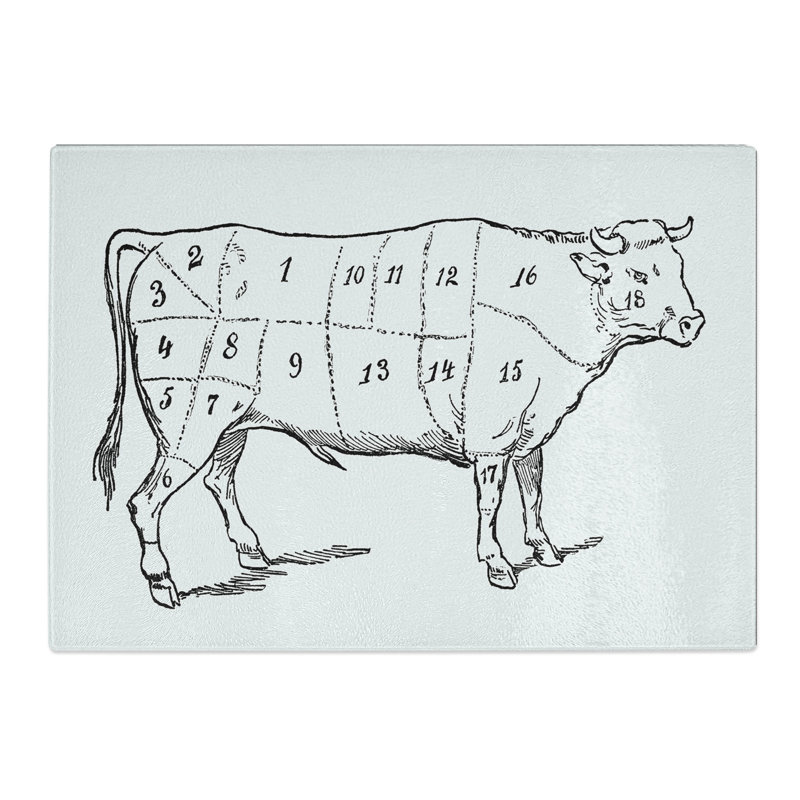 Butchers Beef Cuts Chopping Board, 0.4cm H x 28.5cm W x 39cm L