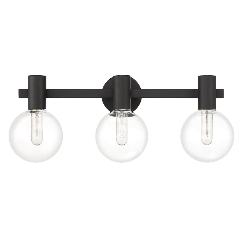  Éclairage pour meuble-lavabo de salle de bain 3 lumières Wright en noir mat, Noir mat