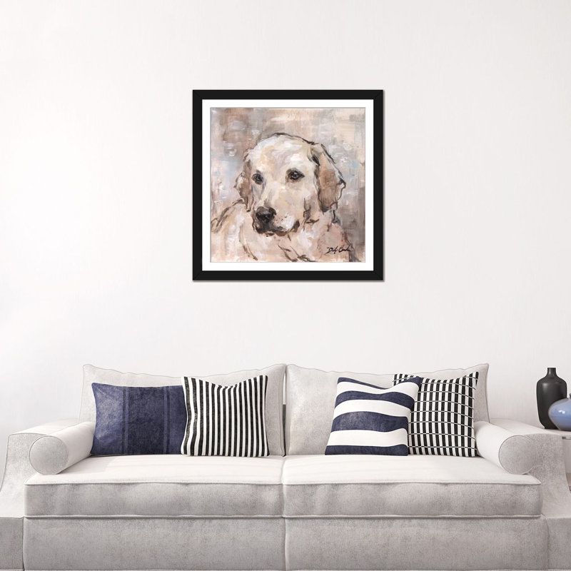 «Lovely Lab», reproduction sur toile, Papier d'art encadré noir, Blanc, H 24 po x l 24 po x P 1 po