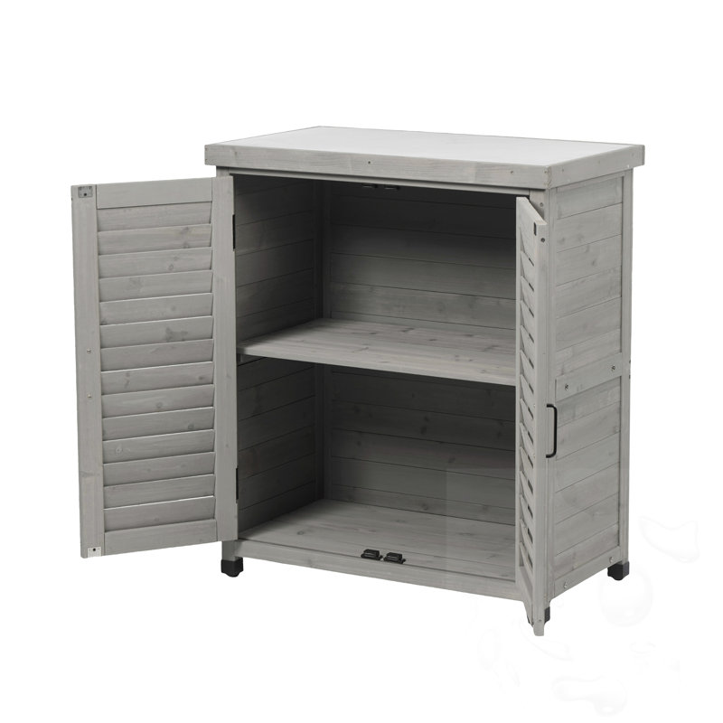 Banc de rempotage avec armoire de rangement et plateau de table en métal, Grey