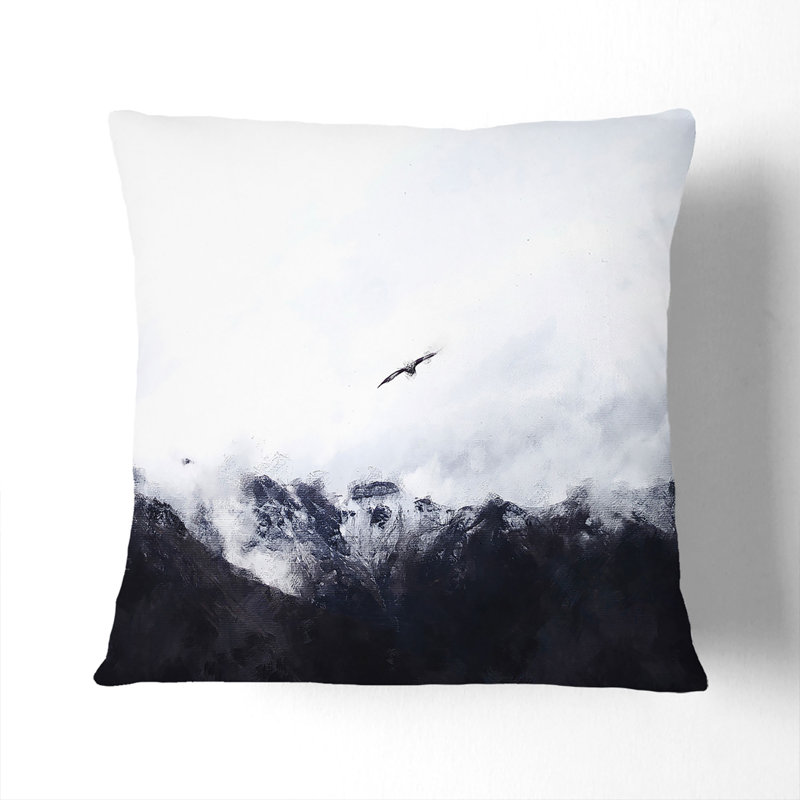 Eagle Flying over Colca Canyon Cushion with Filling, 40cm H x 40cm W x 15cm D, White
