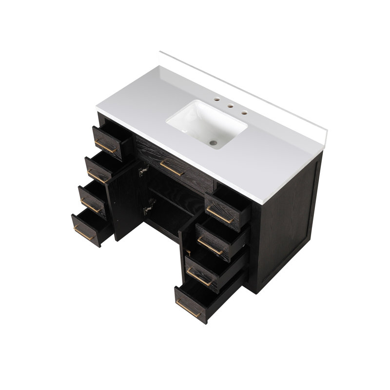 Meuble-lavabo simple avec comptoir en quartz