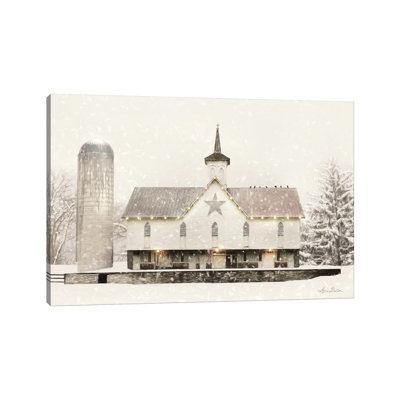 Christmas Star Barn With Lights by Lori Deiter - Print on Canvas