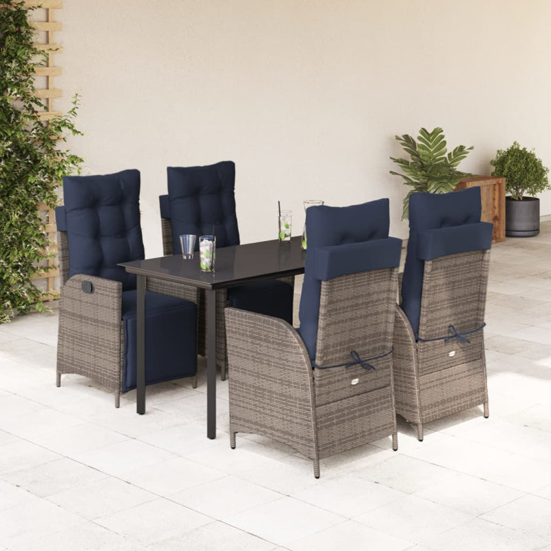 Table rectangulaire 5 pièces Vidaxl, Grey, Navy, 4