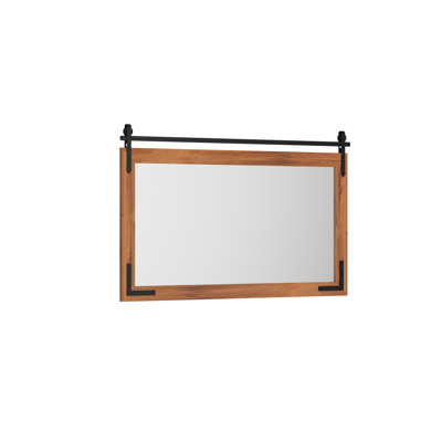 Miroir de grange avec cadre en bois massif et verre trempé