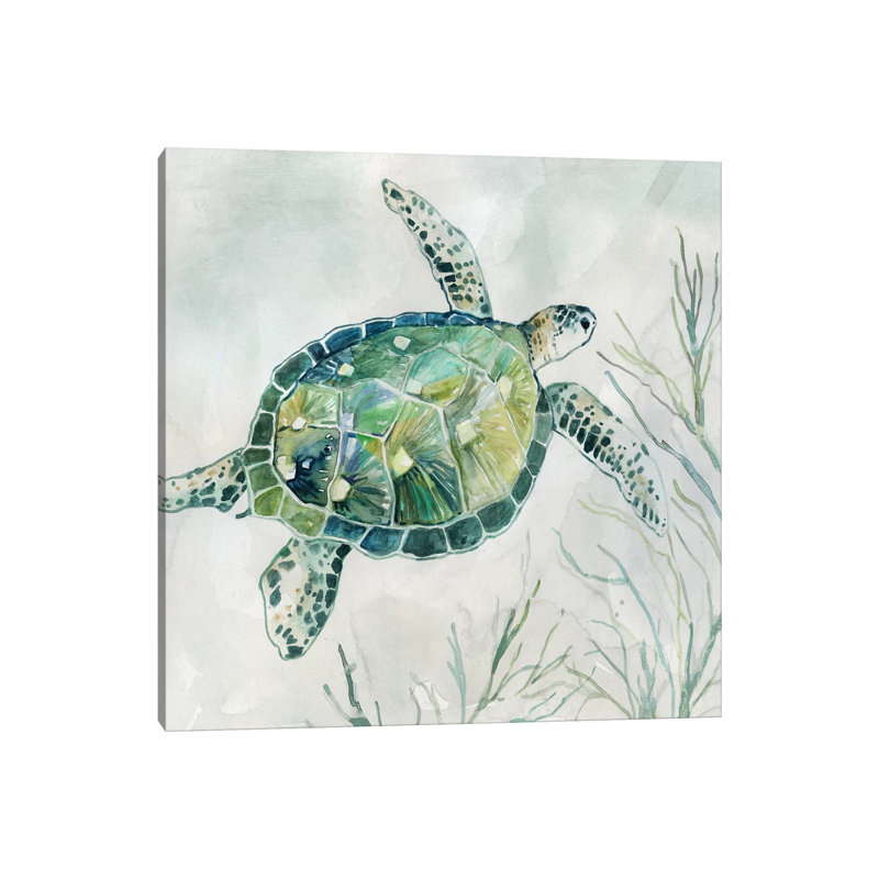 " Seaglass Turtle I " by Carol Robinson, No Mat, Wrapped Canvas, 18" H x 18" W x 1.5" D