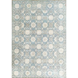 Proprietary Patterns Wool Geometric Area Rug in Crescent Blue