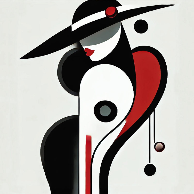 «Chic Grace», femme abstraite sur toile tendue, H 30 po x l 30 po x P 1,5 po