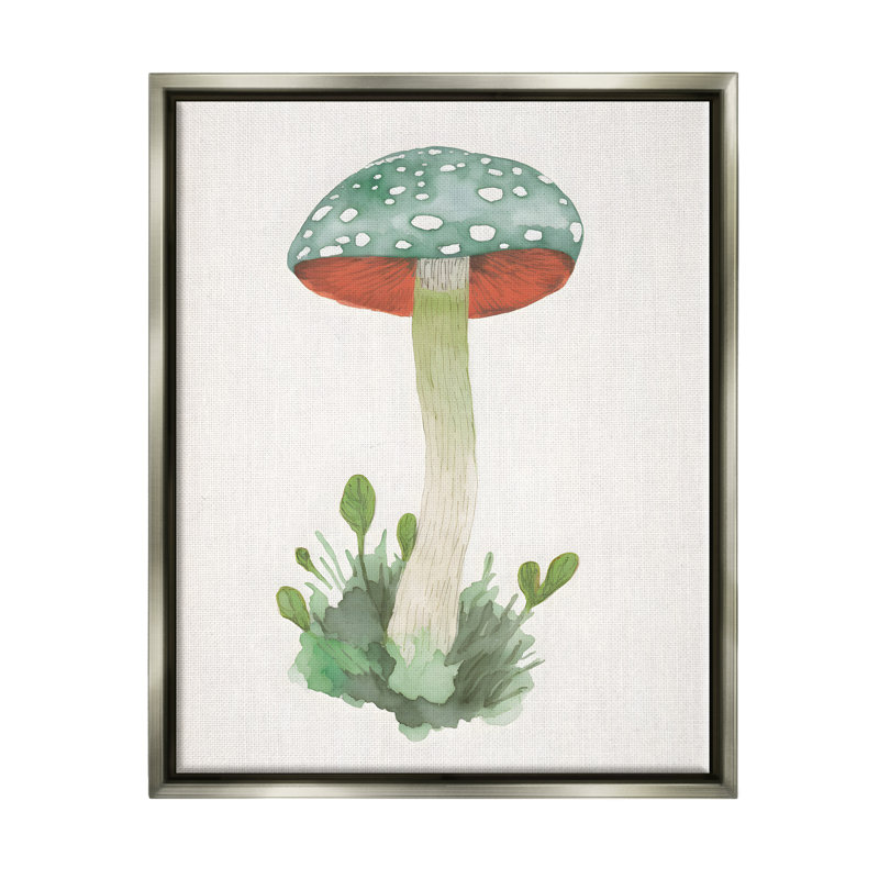 Bb-062-Floater Spotted Aquarelle Champignon, reproduction sur toile, Cadre flottant gris lustré, H 31 po x l 25 po x P 1,7 po