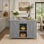 Îlot de cuisine extérieur en bois de sapin avec plateau en acier inoxydable-122285304
