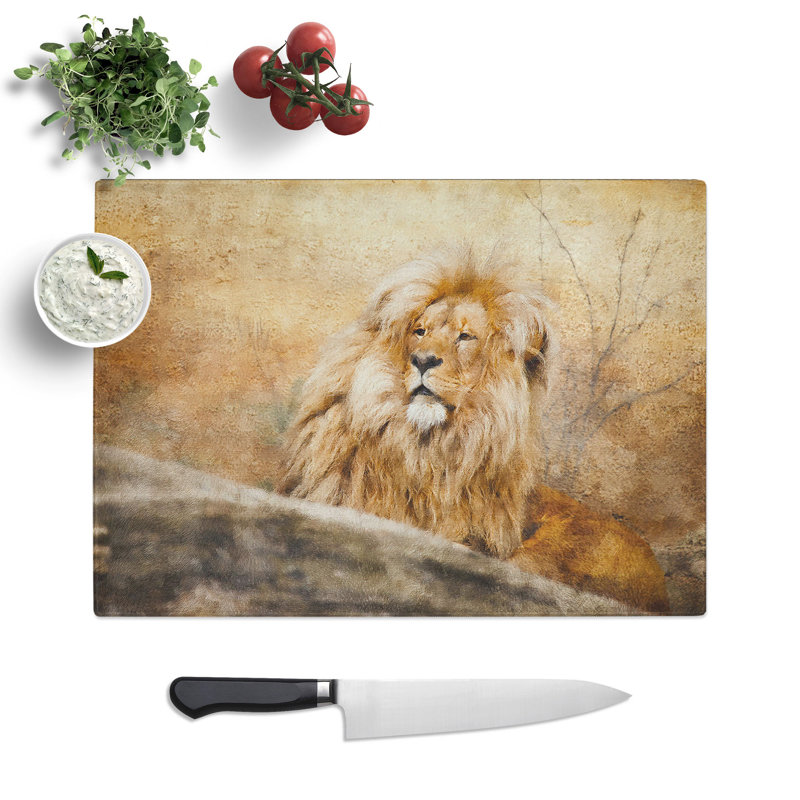 Lion Vol.1 Painting Chopping Board, 0.4cm H x 28.5cm W x 39cm L
