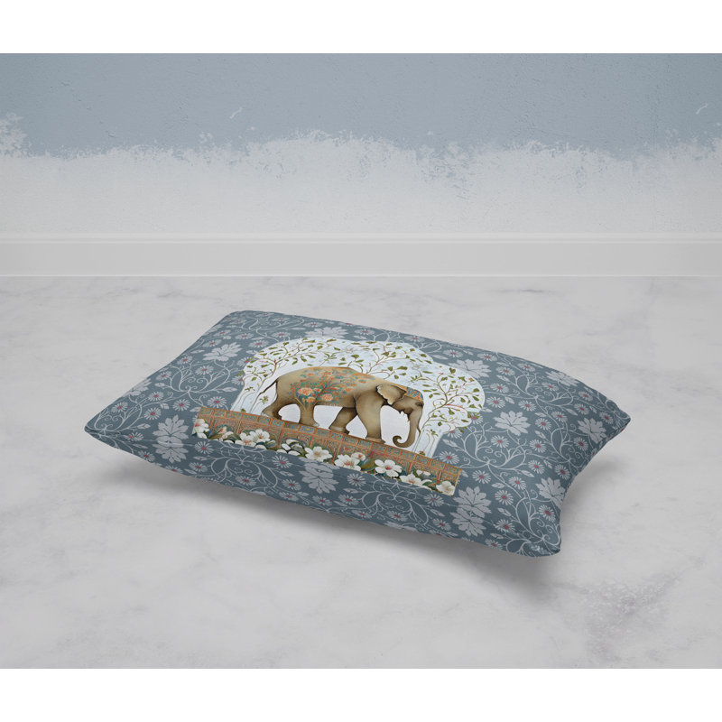 Mystic Elephant  Rectangular Throw Pillow, Brown/Gray