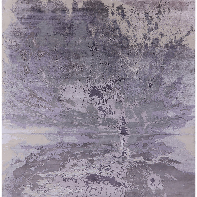 Tapis abstrait gris, Carré 5 pi