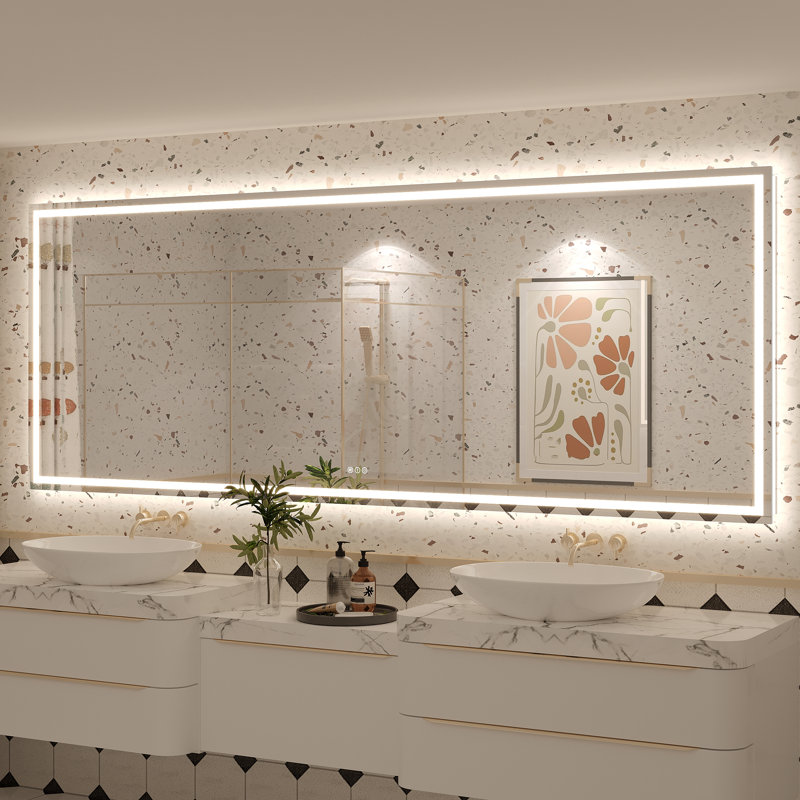Miroir de salle de bain Molly Framelss, 96 po x 36 po, Transparent