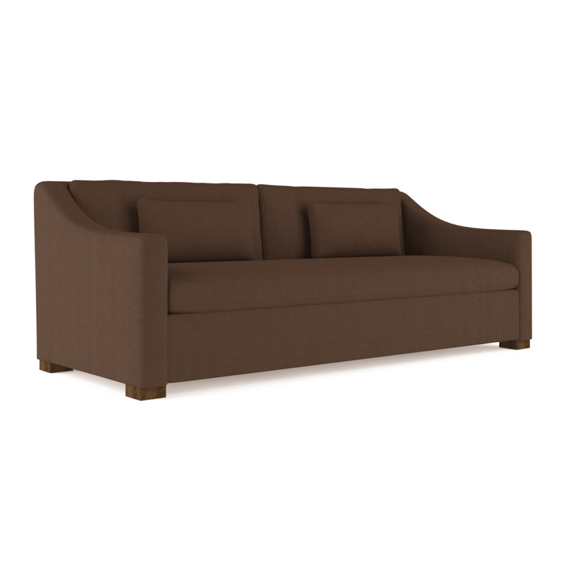 Crosby Slope Arm Sofa, Box Weave Linen Chocolate, 32.5" H x 96" W x 43" D, Weathered