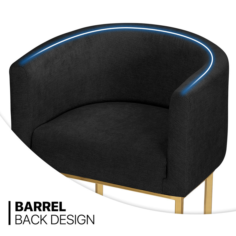 Counter Height Bar Stools, Modern Barrel Counter Stools Upholstered Accent Barstools With Footrest, Black