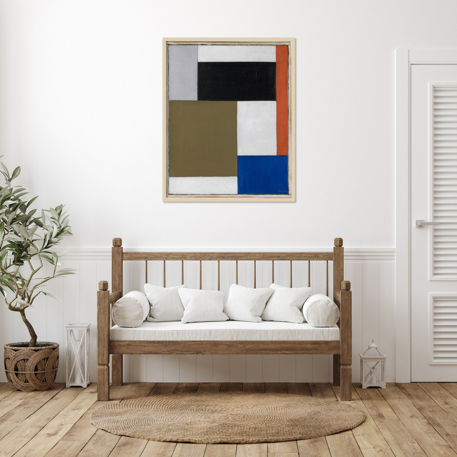 Composition by Theo Van Doesburg, 41" H x 33" W, Brown Paper Framed