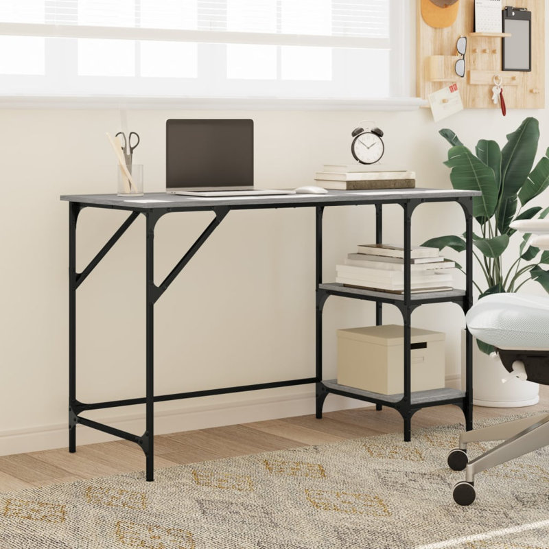 Cascadera Metal Base Writing Desk, 75cm H x 120cm W x 50cm D, Grey Sonoma