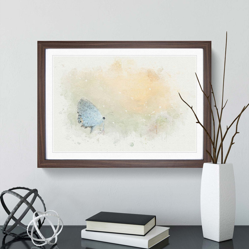 Tailed-Blue Butterfly in Abstract - Framed Print, Walnut Framed, 62cm H x 87cm W x 2cm D