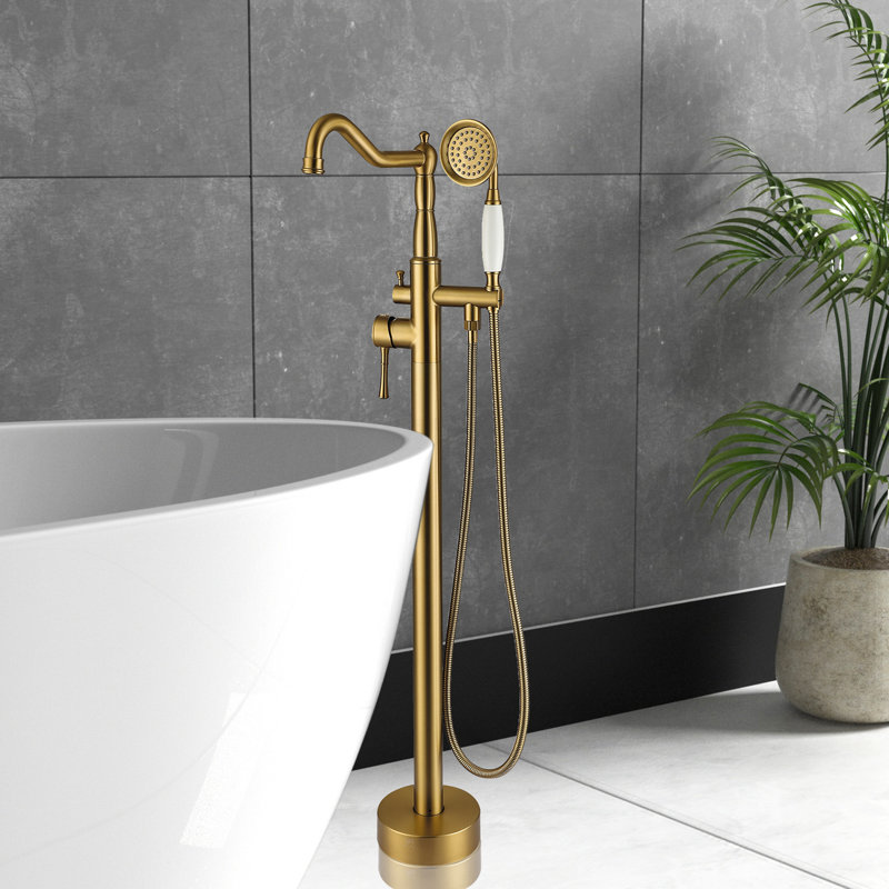 Robinet de baignoire à fixation au sol avec douche à main
