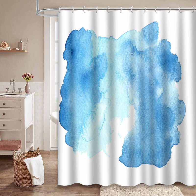 Rideau de douche bleu imperméable, rideaux de douche pour la salle de bain avec 12 crochets, L 72 po x l 78 po