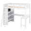Lit mezzanine double en bois avec bureau et tablette-399196056