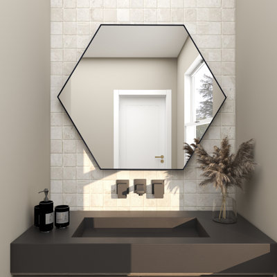 Wood Black Wall Mirror with Thin Minimalistic Frame