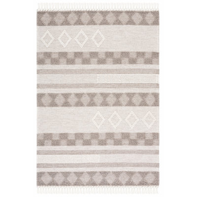 Tapis en laine et en coton tissé à la main couleur ivoire / brun Selfridge