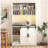 Farmhouse Bar Cabinet with Sliding Barn Door, Large Kitchen BuffetRustic Coffee Bar Sideboard Table,White