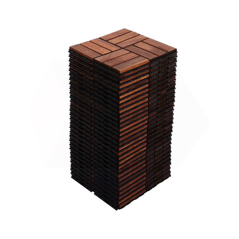 20 PCS Interlocking Deck Tiles Checker Pattern, Brown