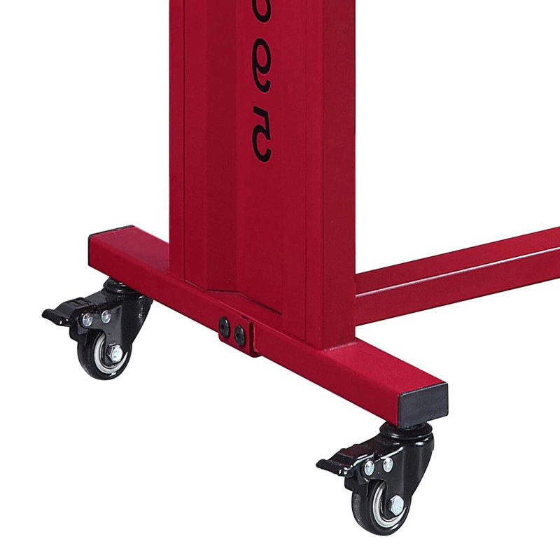 Red Accent Table and Wall Shelf Set