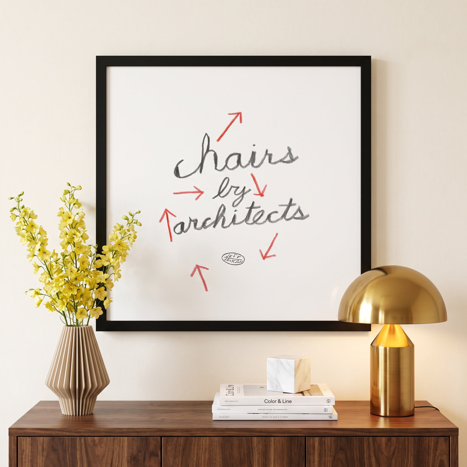 Alvord "Chairs by Architects" Print, 30" H x 30" W x 1.25" D, Black Single Structure Framed Paper