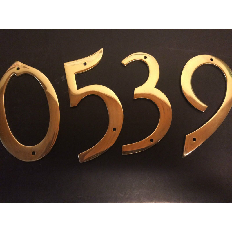 Italic Design Door Numerals, No. 1 in Brass Finish - House Floor Apartment Sign - 112mm