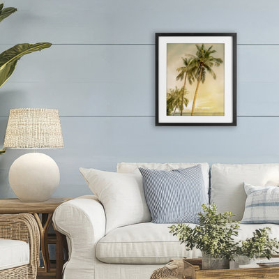 Sunrise Palm Trees, reproduction encadrée sous verre, conception de Mike Calascibetta