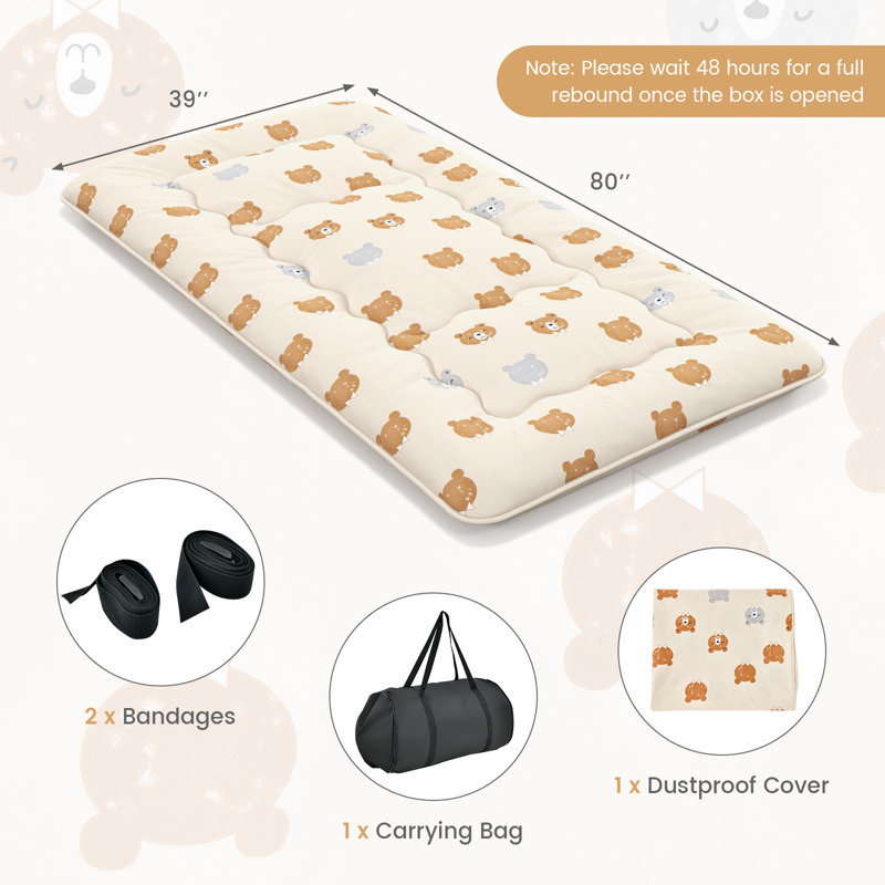 Matelas de futon japonais 4 po Liviu, Simple