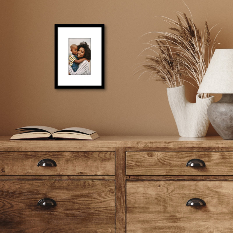 Cadre photo avec passe-partout - Design moderne, verre incassable, crochets en dents de scie doubles, idéal pour la décoration de la maison et du bureau