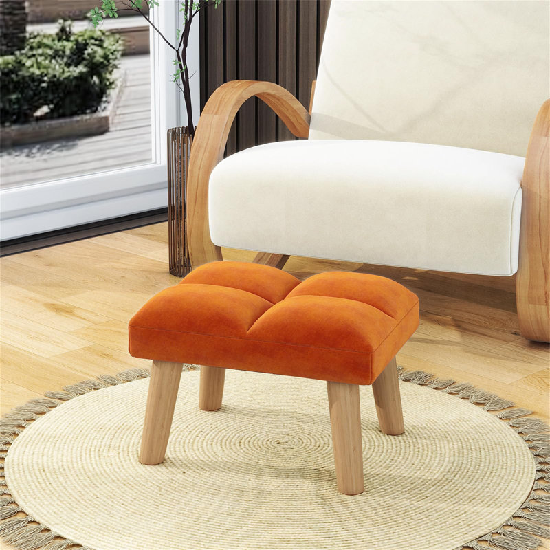 40cm Wide Solid Colour Footstool Ottoman, Red