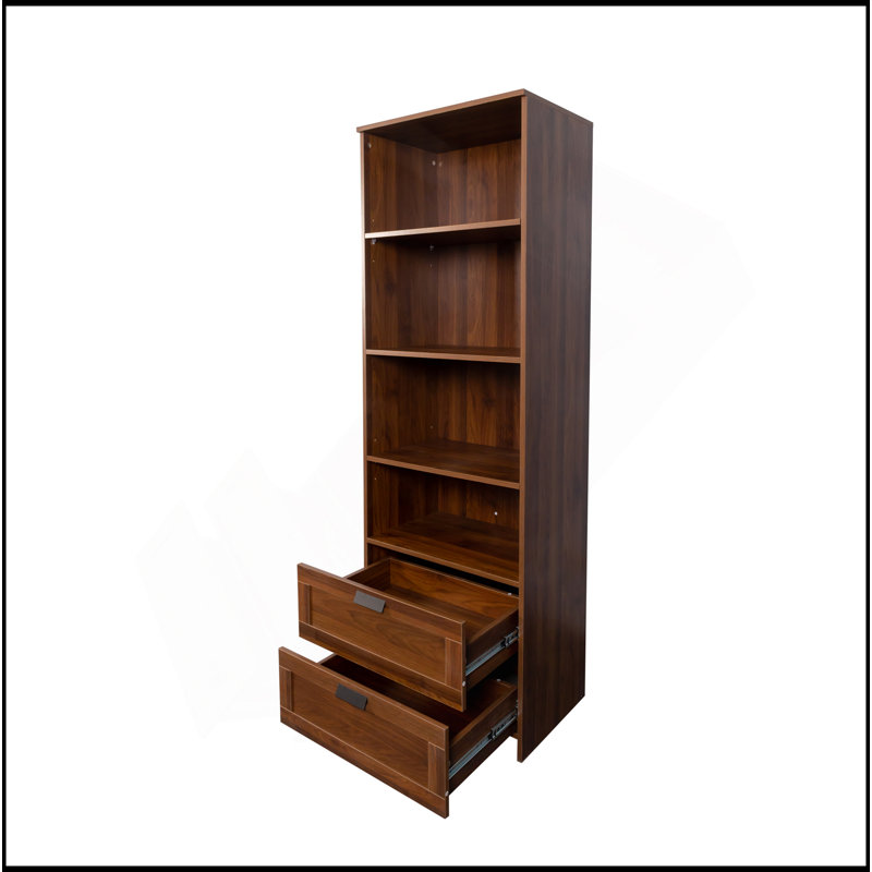 Bibliothèque avec tiroirs, hauteur 70,87 po, 4 tablettes, moderne, bureau à domicile, salon, bureau