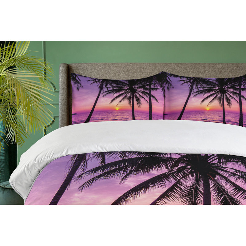Twin Tropical Sunset Palm Tree Duvet Cover Set