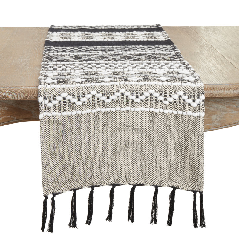 Boho-Chic Multi-Pattern Fringed Cotton Table Runner