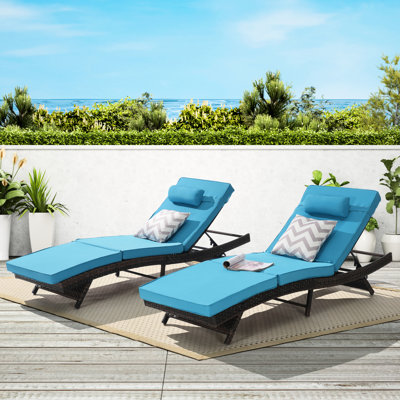 Chaises inclinables de 2 - pour patio, structure en acier près de la piscine, 2 chaises à coussins hauts pour bronzer au bord de la piscine, jardin galvanisé confortable