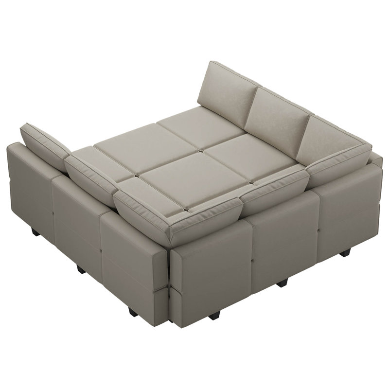 Canapé-lit modulaire réversible en velours Wylodene, Velours gris velours